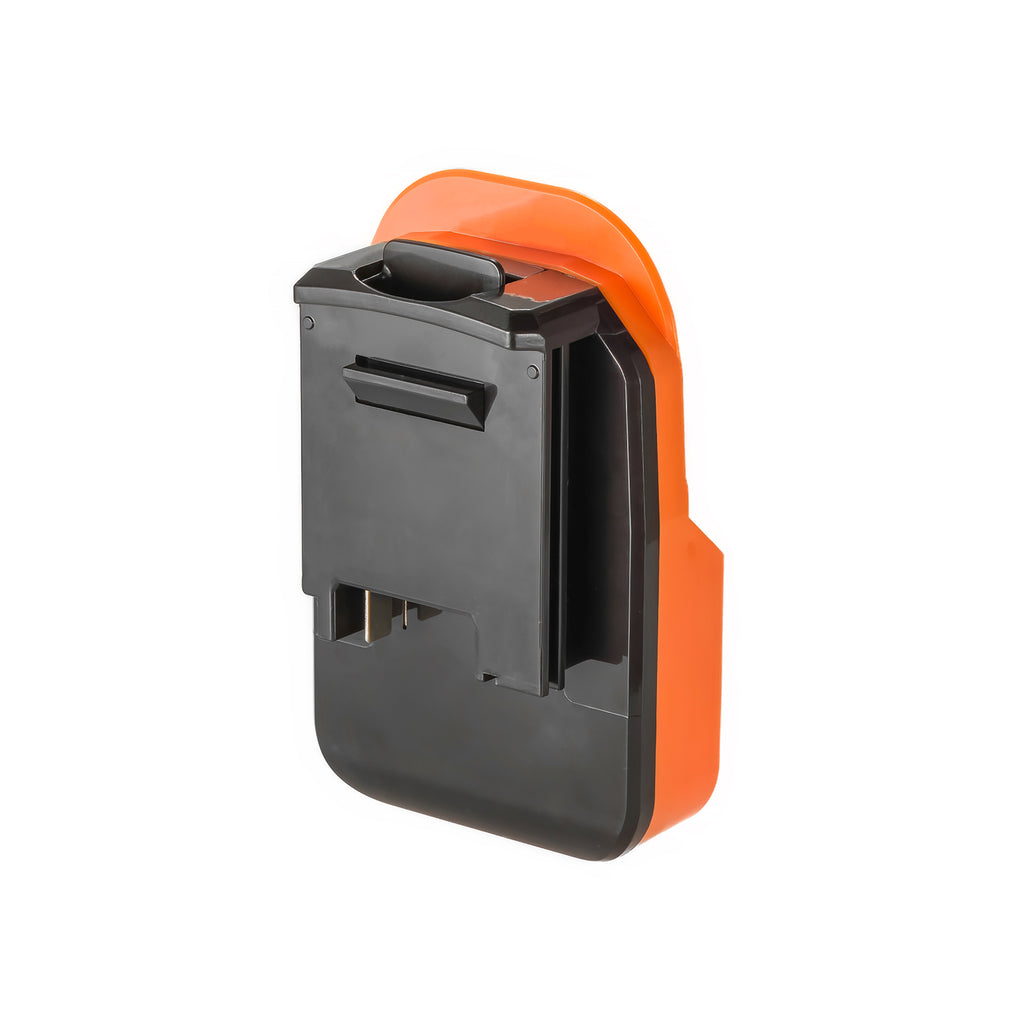AEG 18V to Porter Cable 18V Ni-Cd battery adapter - battery-side connection, rail channel and twin copper contacts