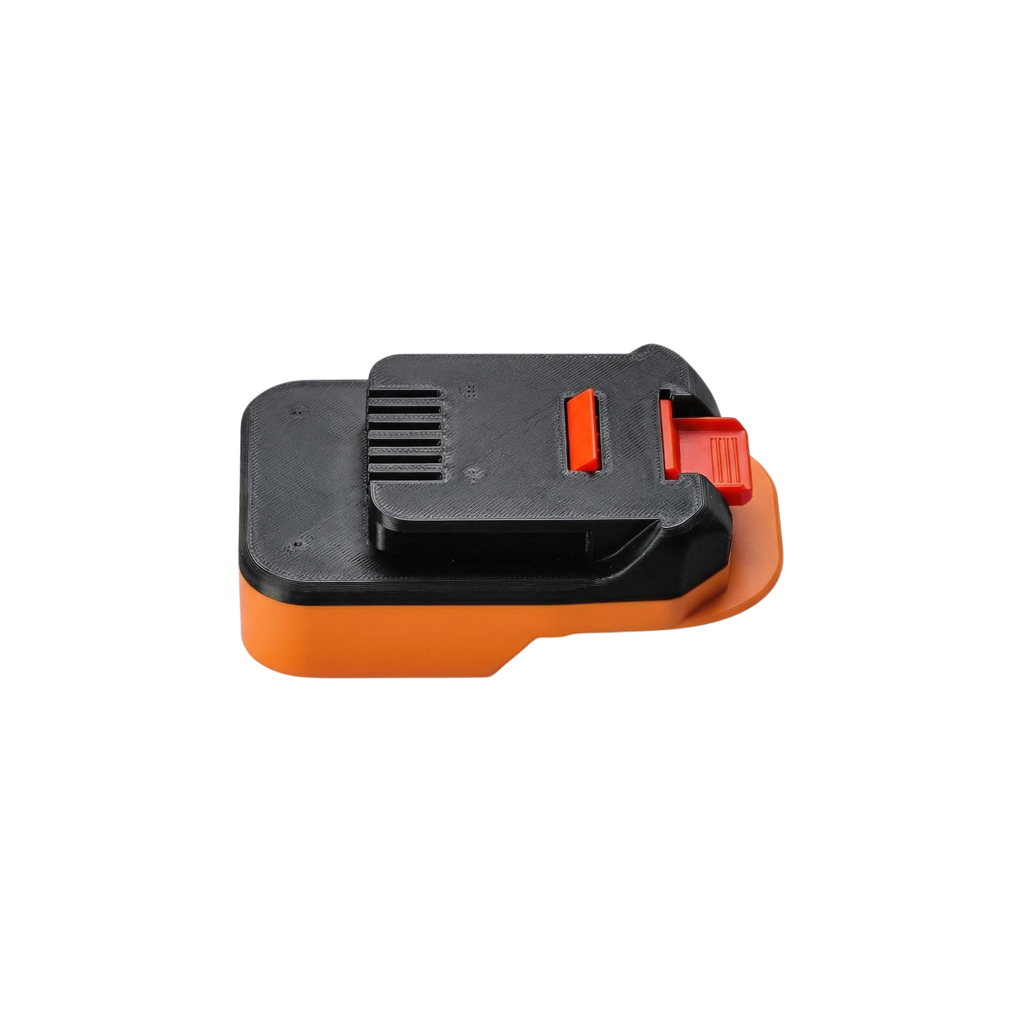 AEG 18V to MacNaught 18V battery adapter - plan view of the MacNaught tool-side connection and release catch