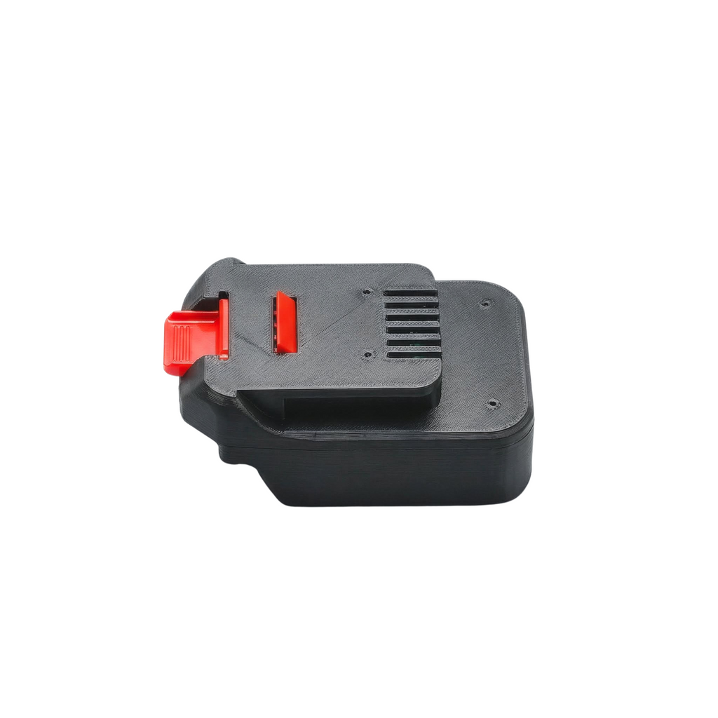 Makita 18V LXT to MacNaught 18V battery adapter - plan view of the MacNaught tool-side connection in 3D-printed ABS