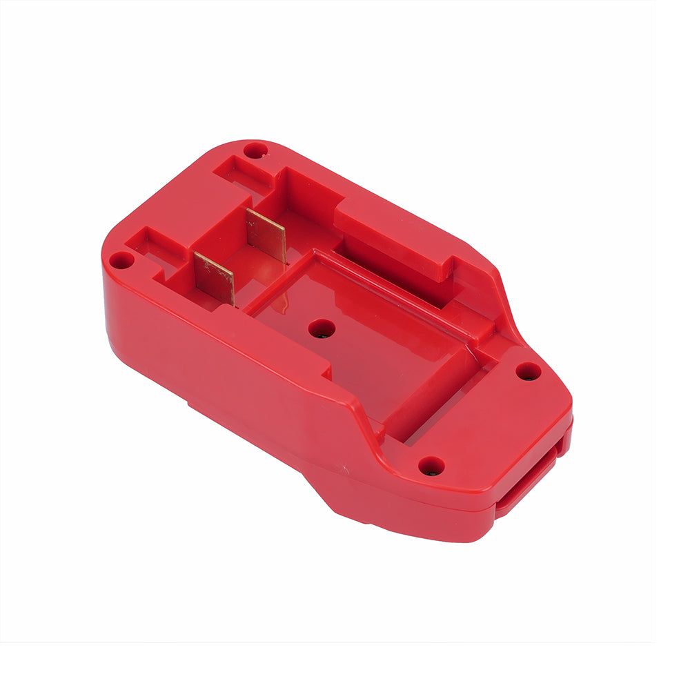 Black and Decker 20V to Bauer 20V battery adapter - battery-side connection with twin copper blades and guide channels
