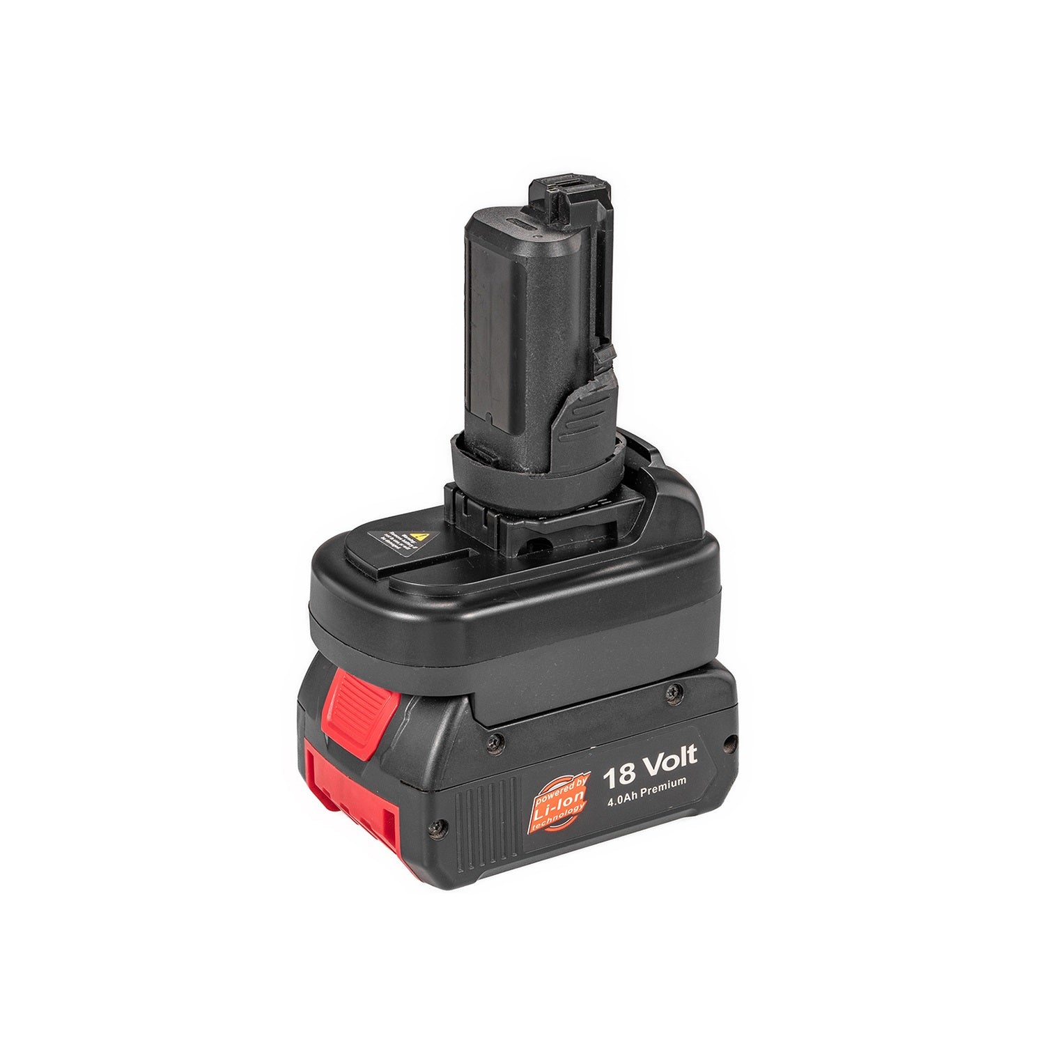 Bosch 18V GBA (Blue) to Bosch 12V battery adapter - fitted to the battery, Bosch 12V tool-side post upward with its terminal
