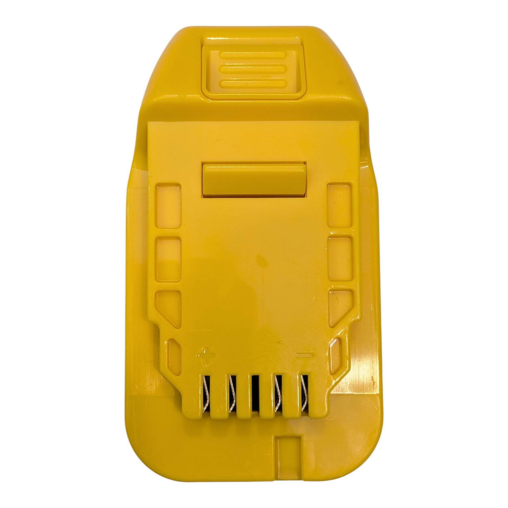 Craftsman 20V to DeWalt 20V MAX battery adapter - tool-side face with four terminal slots and moulded polarity marks