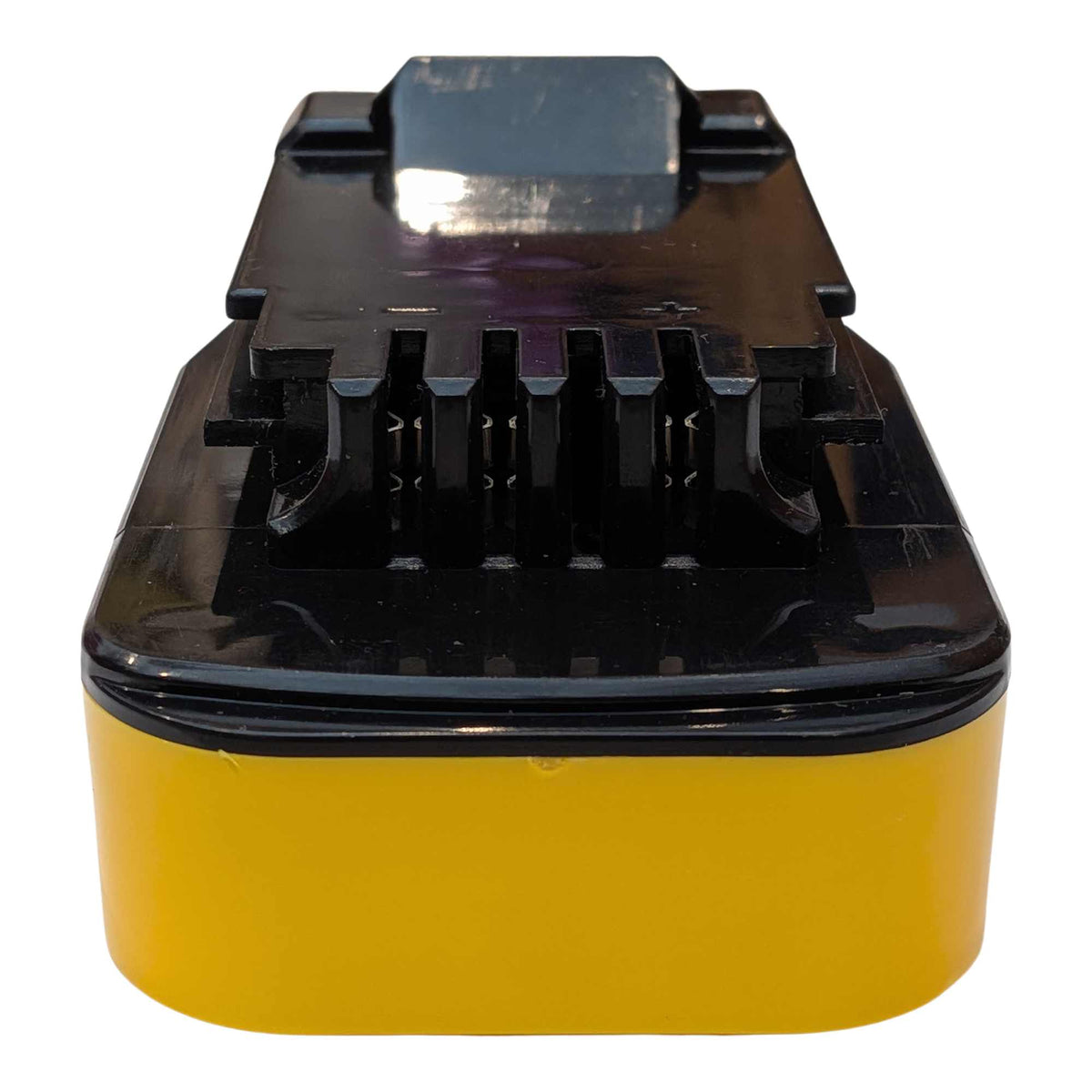 DeWalt 20V MAX to Black and Decker 20V battery adapter - end view of the tool-side fins and contacts