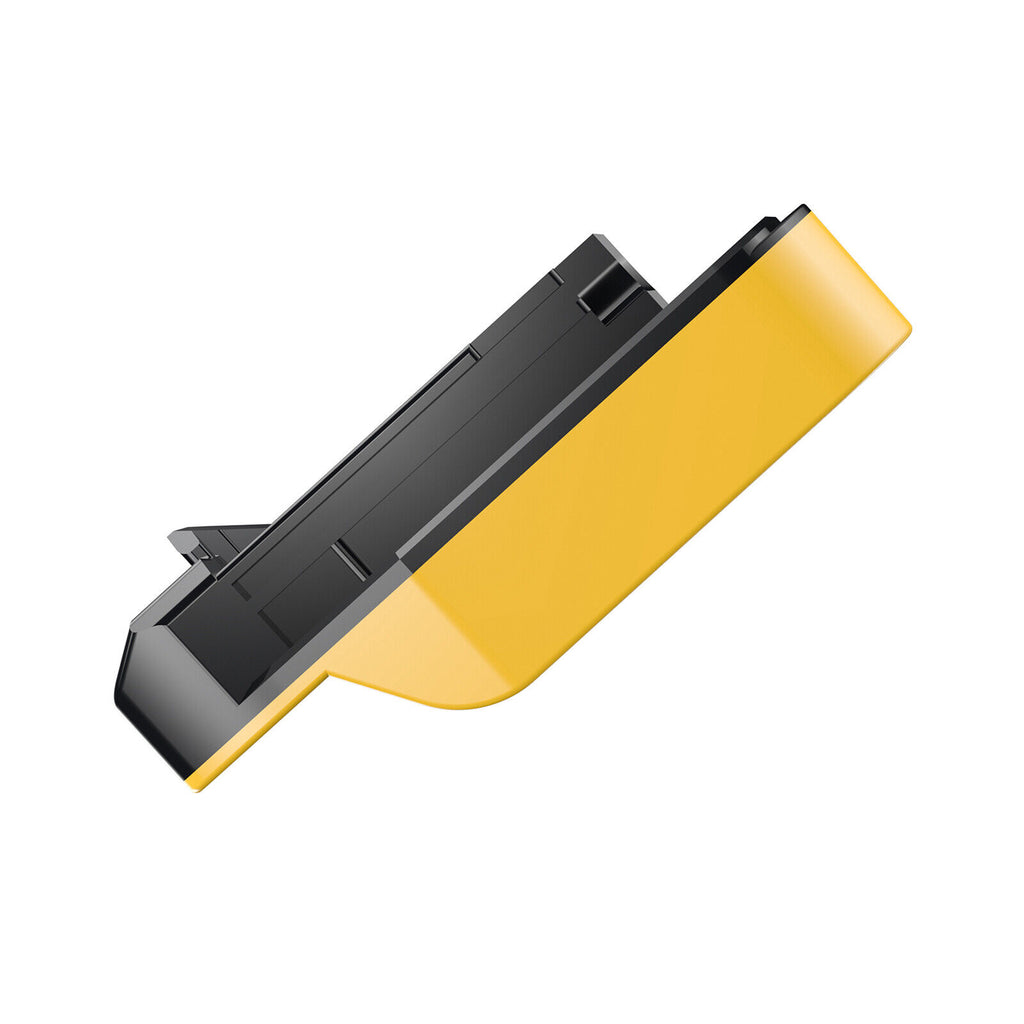 DeWalt 20V MAX to Craftsman 20V Bolt-On battery adapter - side view of both connections, black tool side over yellow body