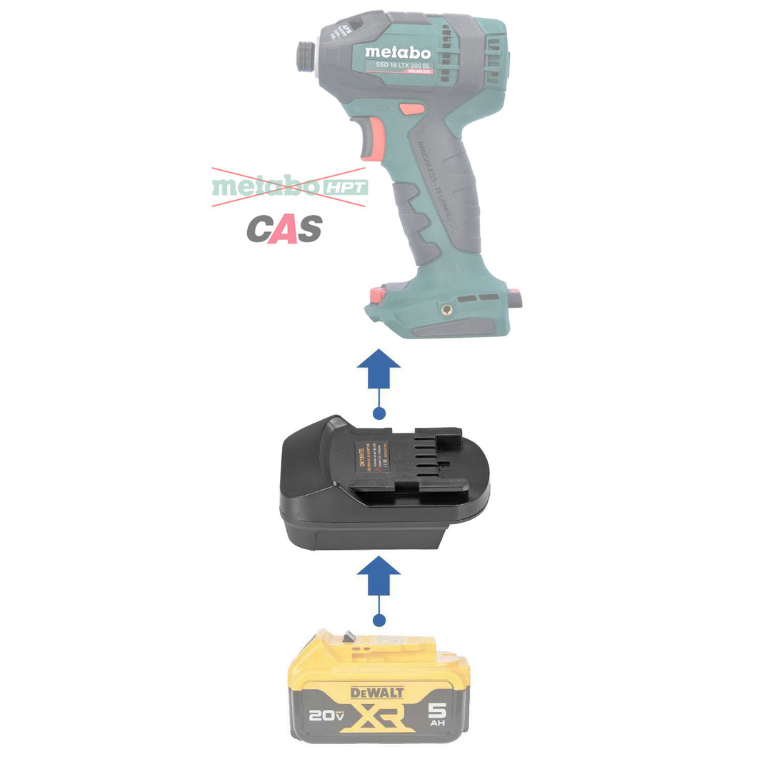 Adaptateur de batterie DeWalt 20V vers Metabo 18V CAS