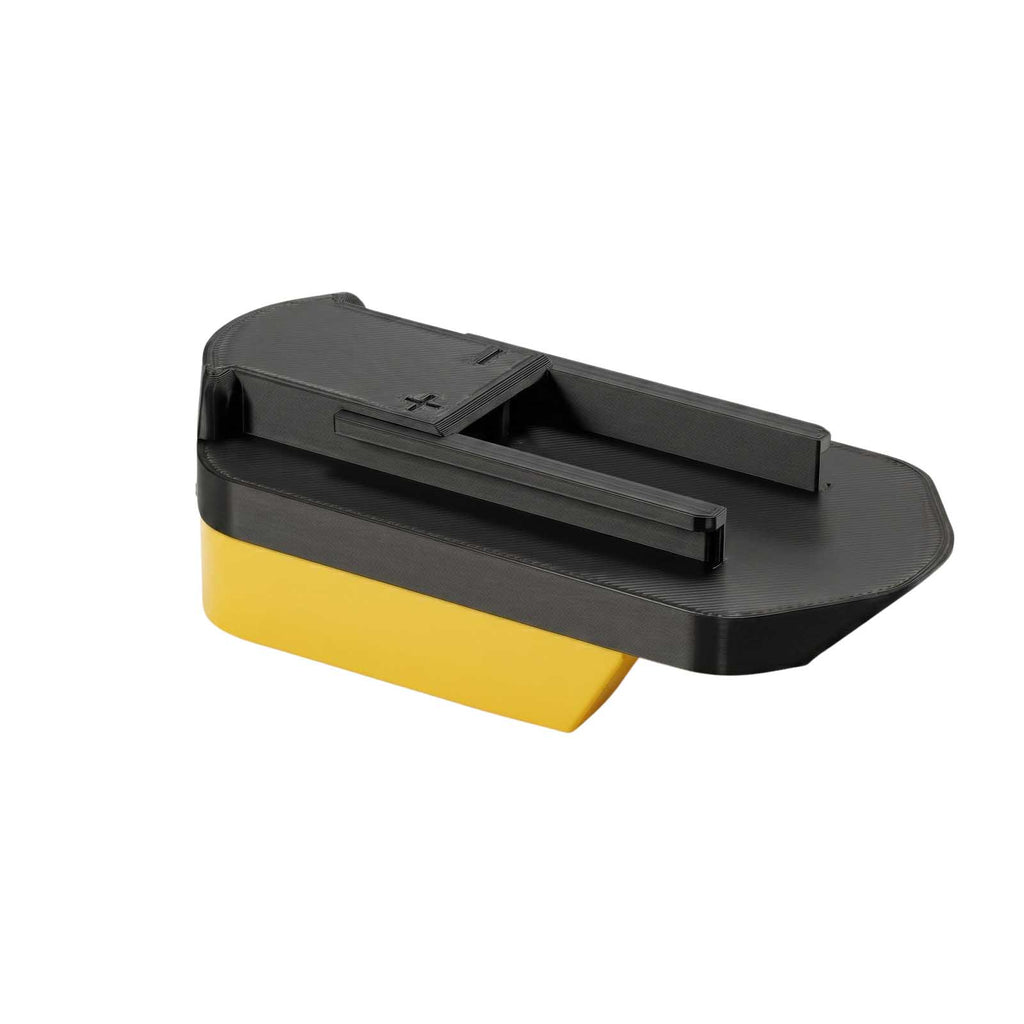 DeWalt 20V MAX to Porter Cable 19.2V Ni-Cd battery adapter - tool-side connection with twin rails, moulded polarity marks