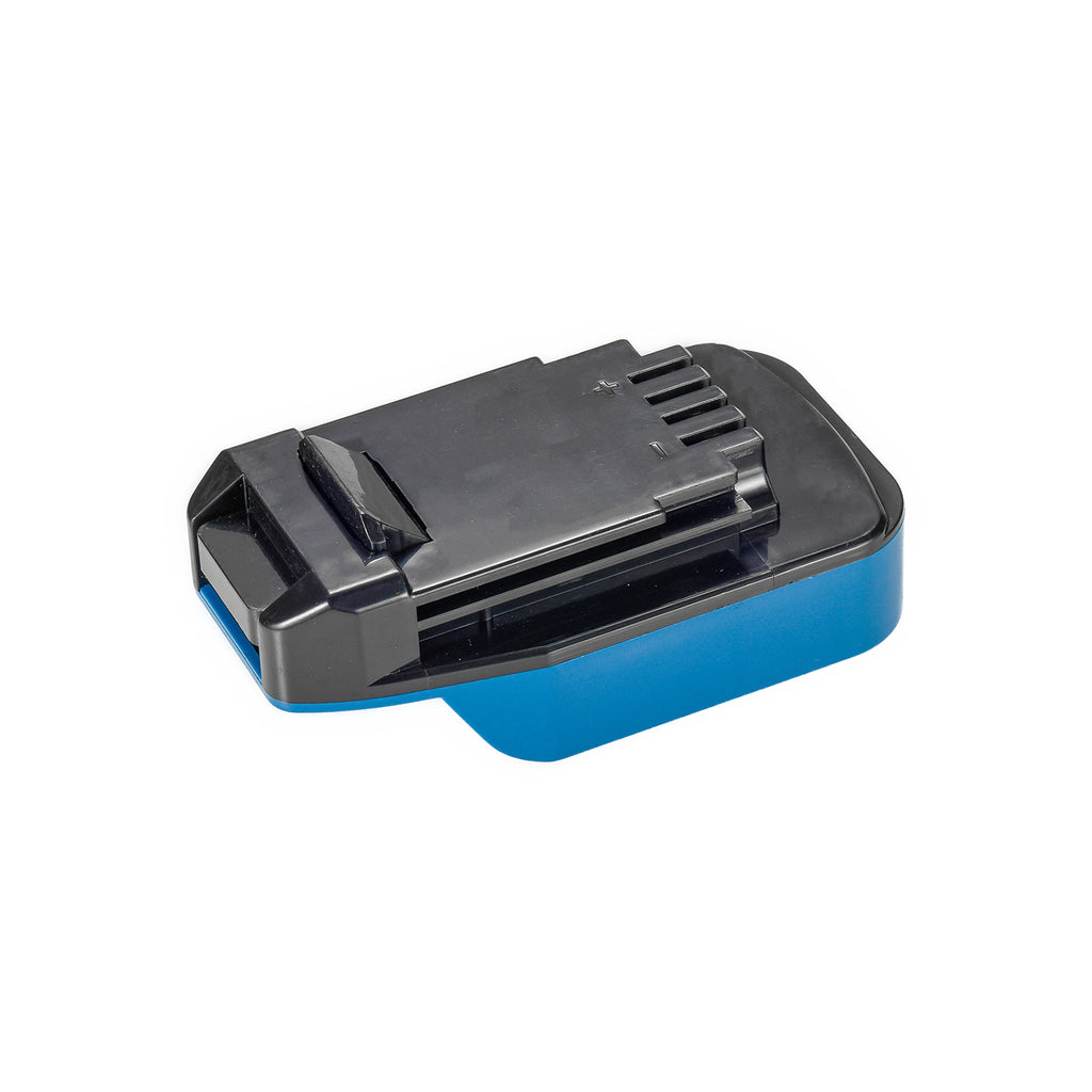 Hercules 20V to Porter Cable 20V battery adapter - Porter Cable tool-side connection, terminal slots with + and - marks