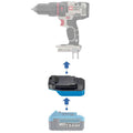 Hercules 20V to Porter Cable 20V battery adapter - compatibility diagram showing battery, adapter and hammer drill