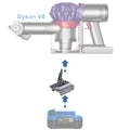 Kobalt 24V to Dyson V8 battery adapter - compatibility diagram showing battery, adapter and cordless stick vacuum