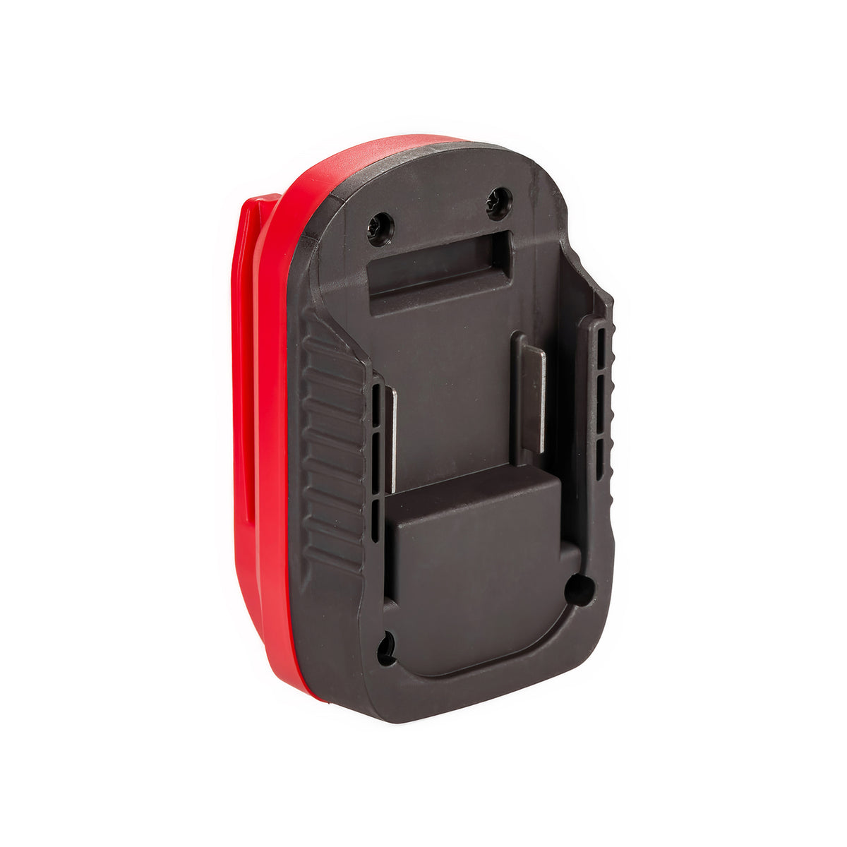 Makita 18V LXT to Craftsman 20V battery adapter - battery-side face with copper terminals, guide rails and four screws