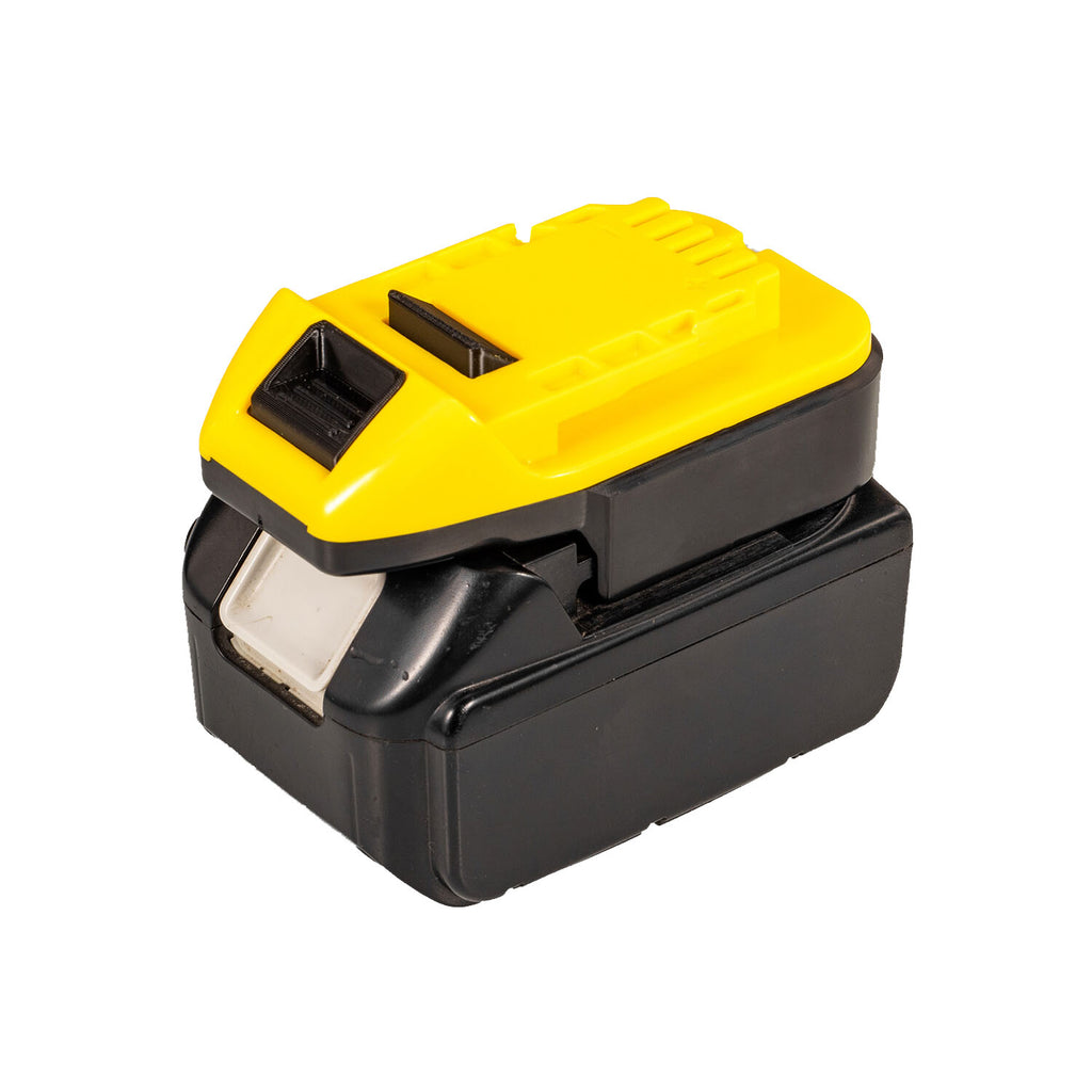 Makita 18V LXT to Hercules 20V battery adapter - seated on a battery pack, Hercules tool-side face upward
