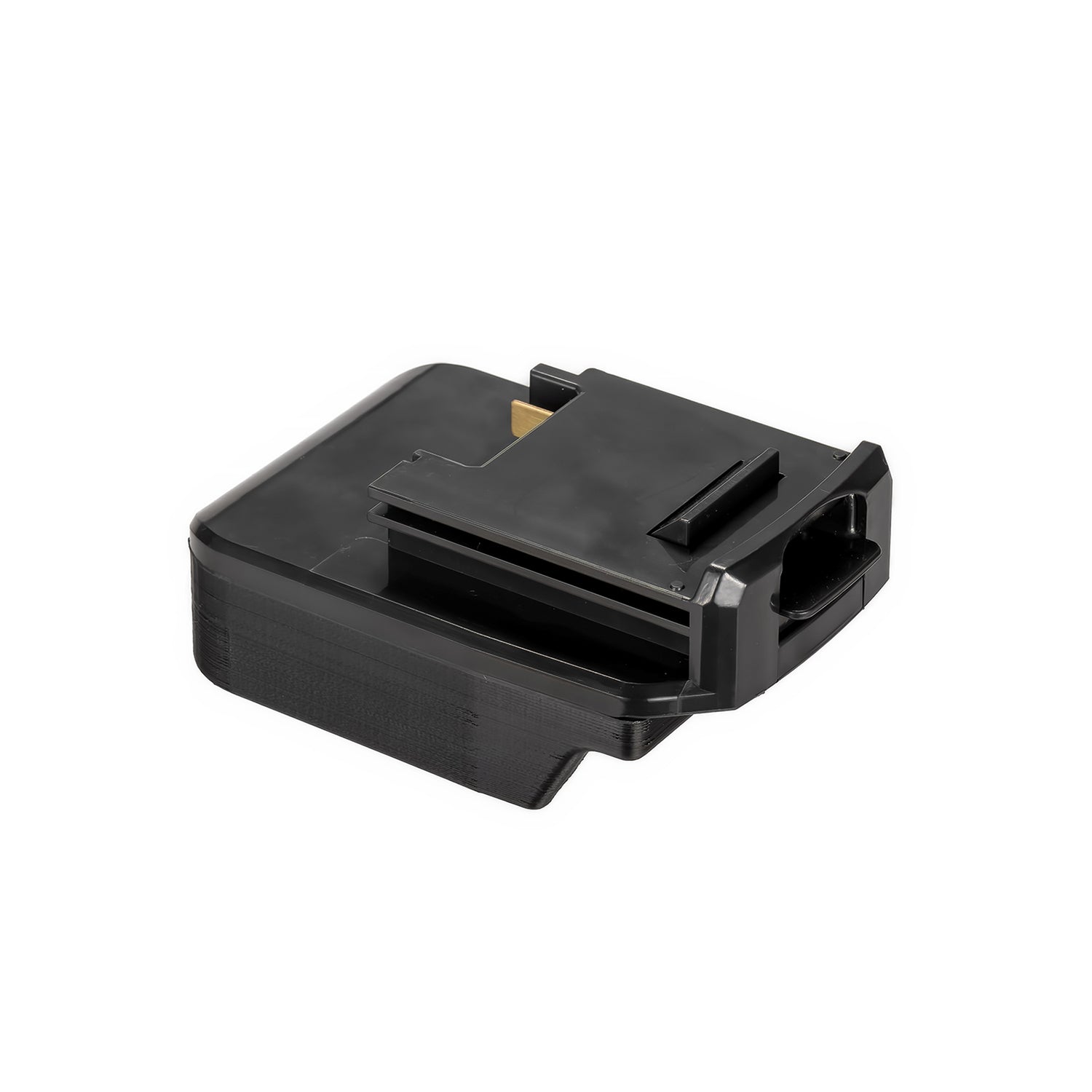 Makita 18V LXT to Porter Cable 18V Ni-Cd battery adapter - Porter Cable tool-side connection, copper contacts in the rail