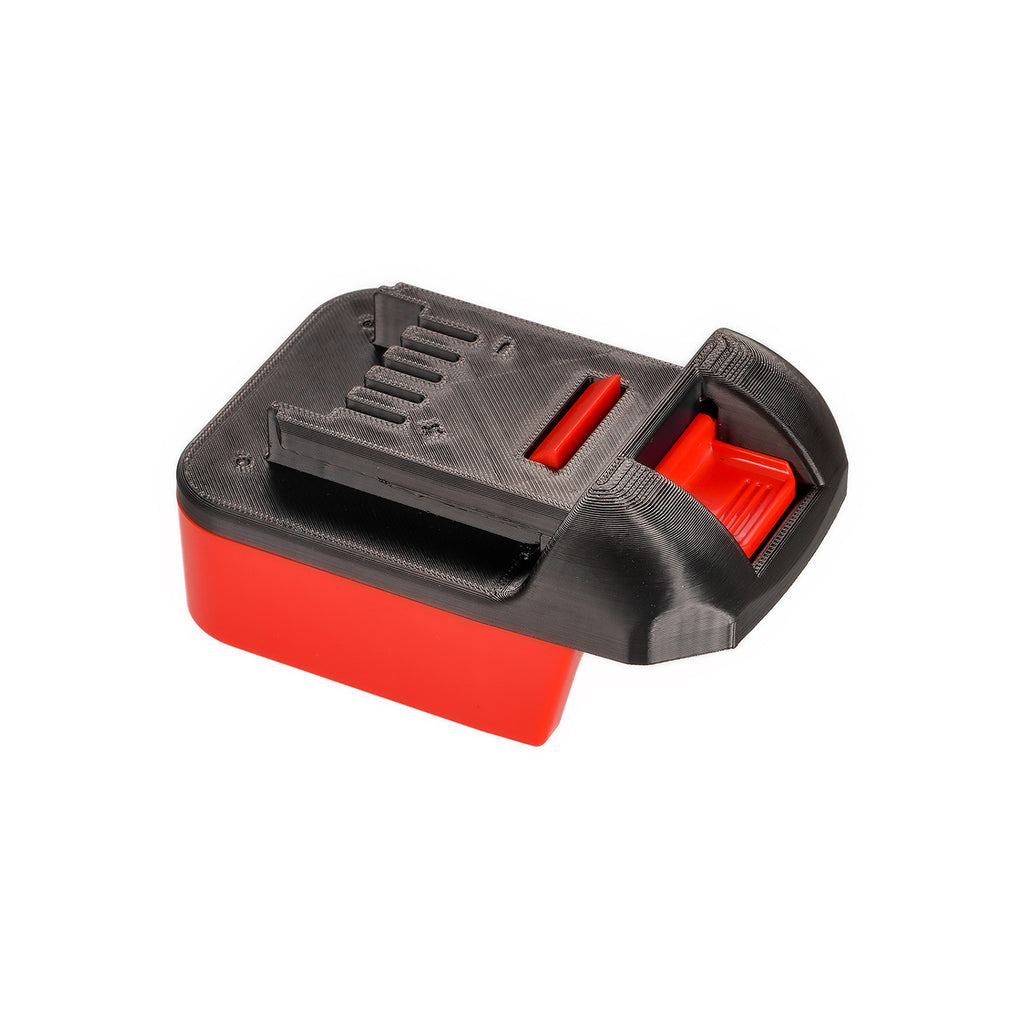 Milwaukee M18 to Masterforce 20V battery adapter - Masterforce tool-side connection, release catch at the near end