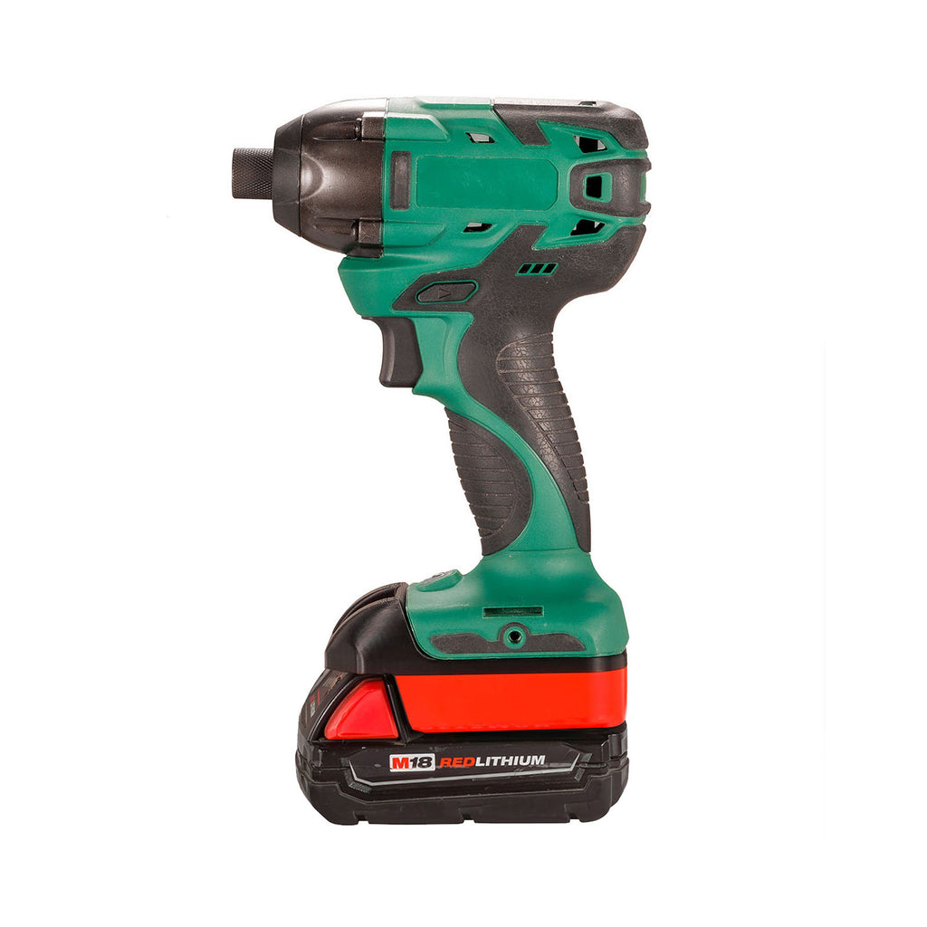 Milwaukee M18 to Masterforce 20V battery adapter - installed on an impact driver with the battery fitted below