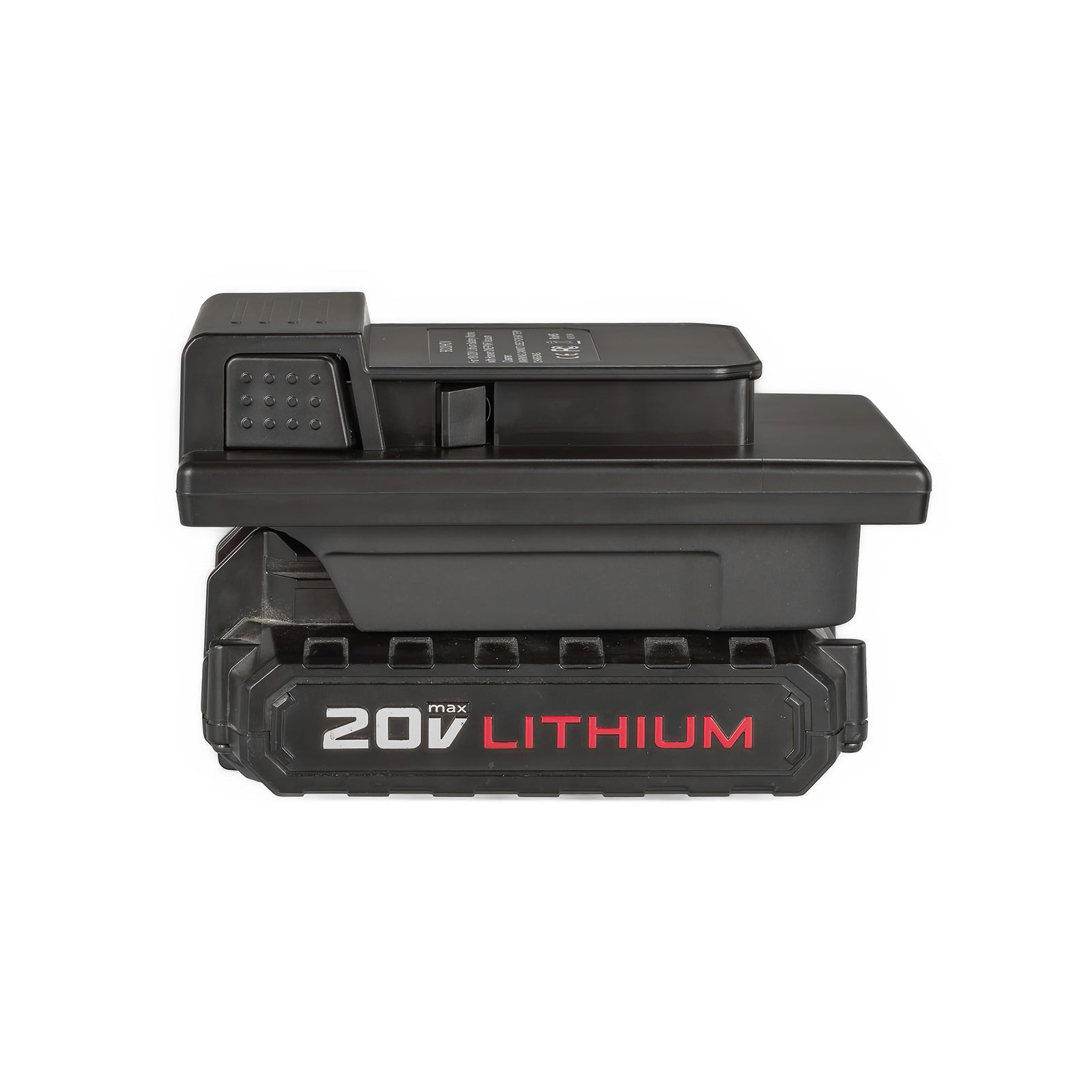 Porter Cable 20V to Hoover 20V ONEPWR battery adapter - fitted to the Porter Cable 20V battery, Hoover tool side up