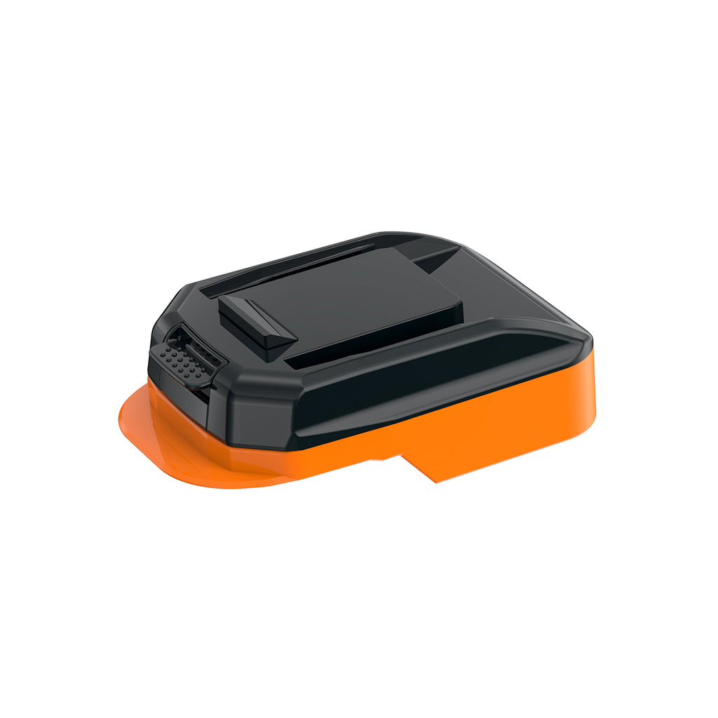 RIDGID 18V to WORX 20V PowerShare (Orange) battery adapter - WORX tool-side connection with the raised rail