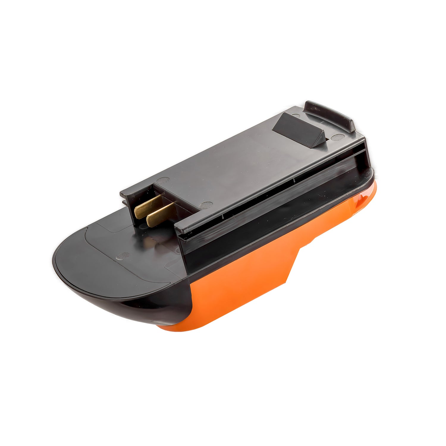 RIDGID 18V to Black and Decker 18V Ni-Cd battery adapter - tool-side connection with twin copper blades in a long rail