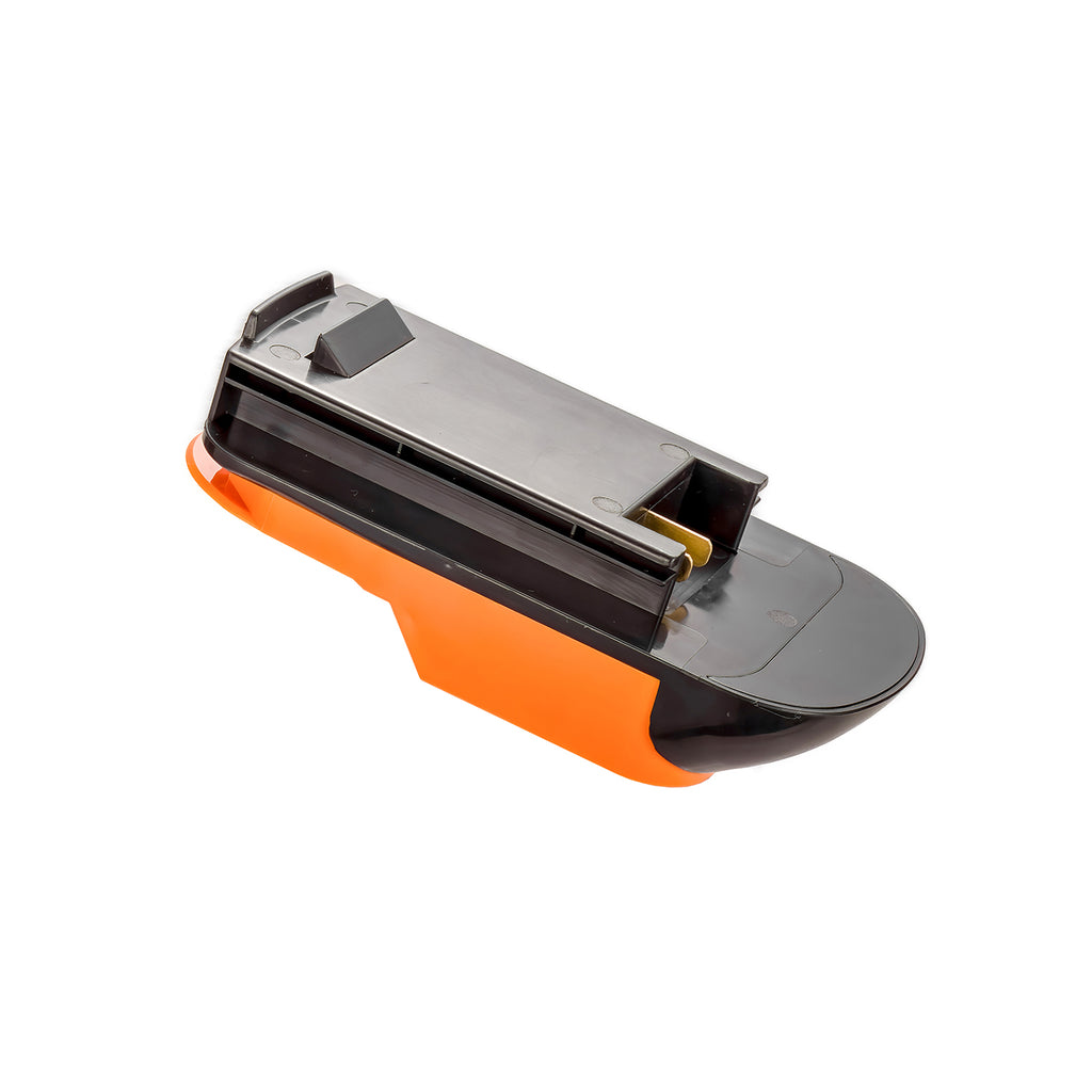 RIDGID 18V to Black and Decker 18V Ni-Cd battery adapter - tool-side connection with twin copper blades in a long rail