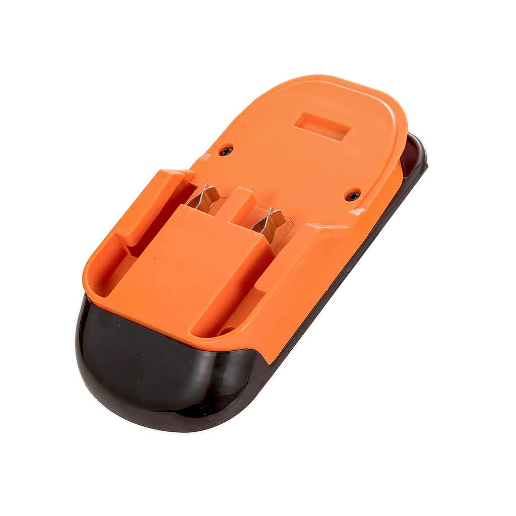 RIDGID 18V to Black and Decker 18V Ni-Cd battery adapter - battery-side connection with twin copper contacts and two screws