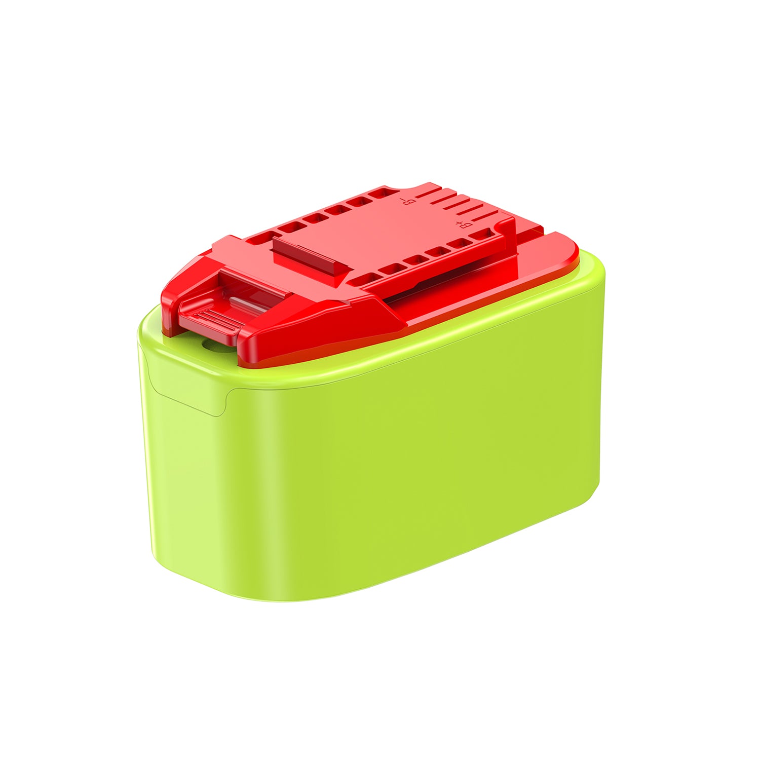 Ryobi 18V ONE+ to Bauer 20V battery adapter - Bauer tool-side connection with molded B+ and B- polarity marks