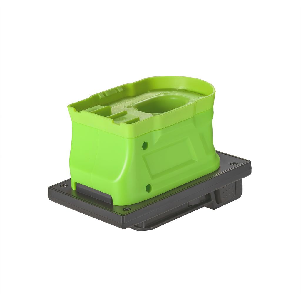 Ryobi 18V ONE+ to Hoover 20V ONEPWR battery adapter - battery-side connection, open socket, rails and terminal slots