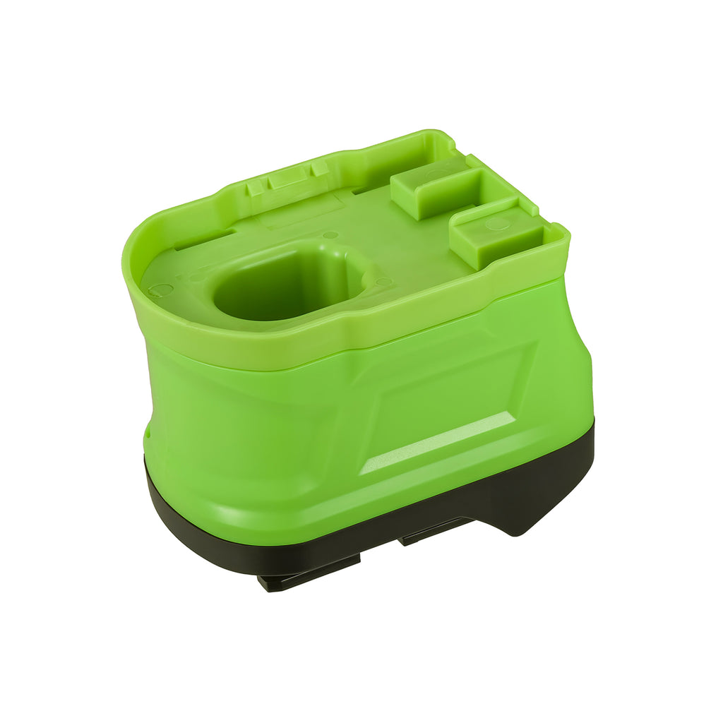 Ryobi 18V ONE+ to Metabo CAS 18V battery adapter - angled view of the battery-side connection and its central receptacle