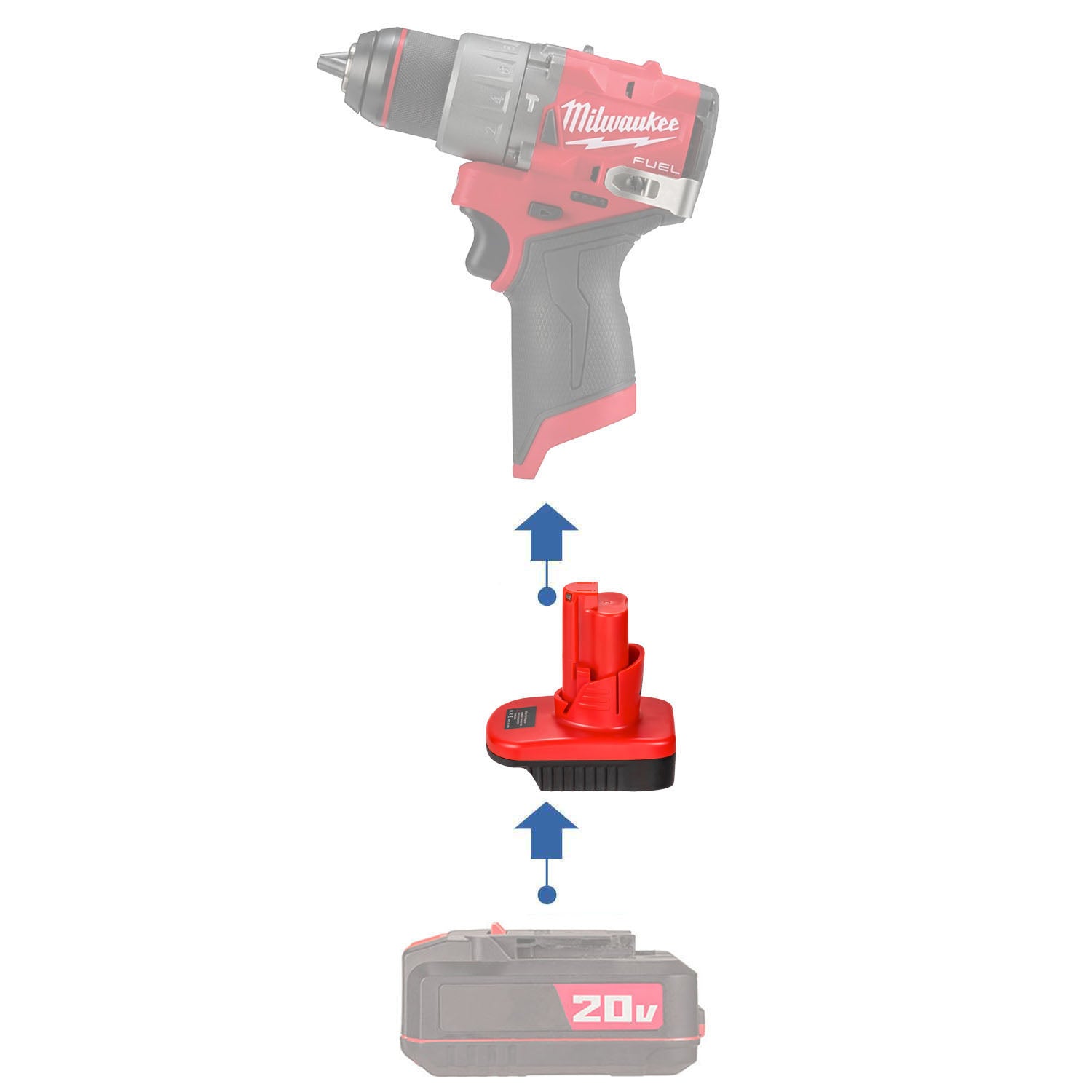 Bauer 20V vers Milwaukee M12 Adaptateur de batterie