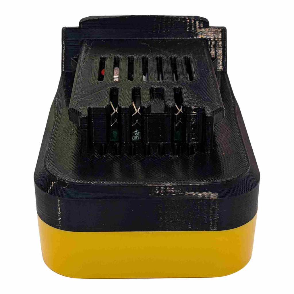 DeWalt 20V MAX to Kobalt 24V battery adapter - plan view of the Kobalt tool-side connection, copper spring contacts