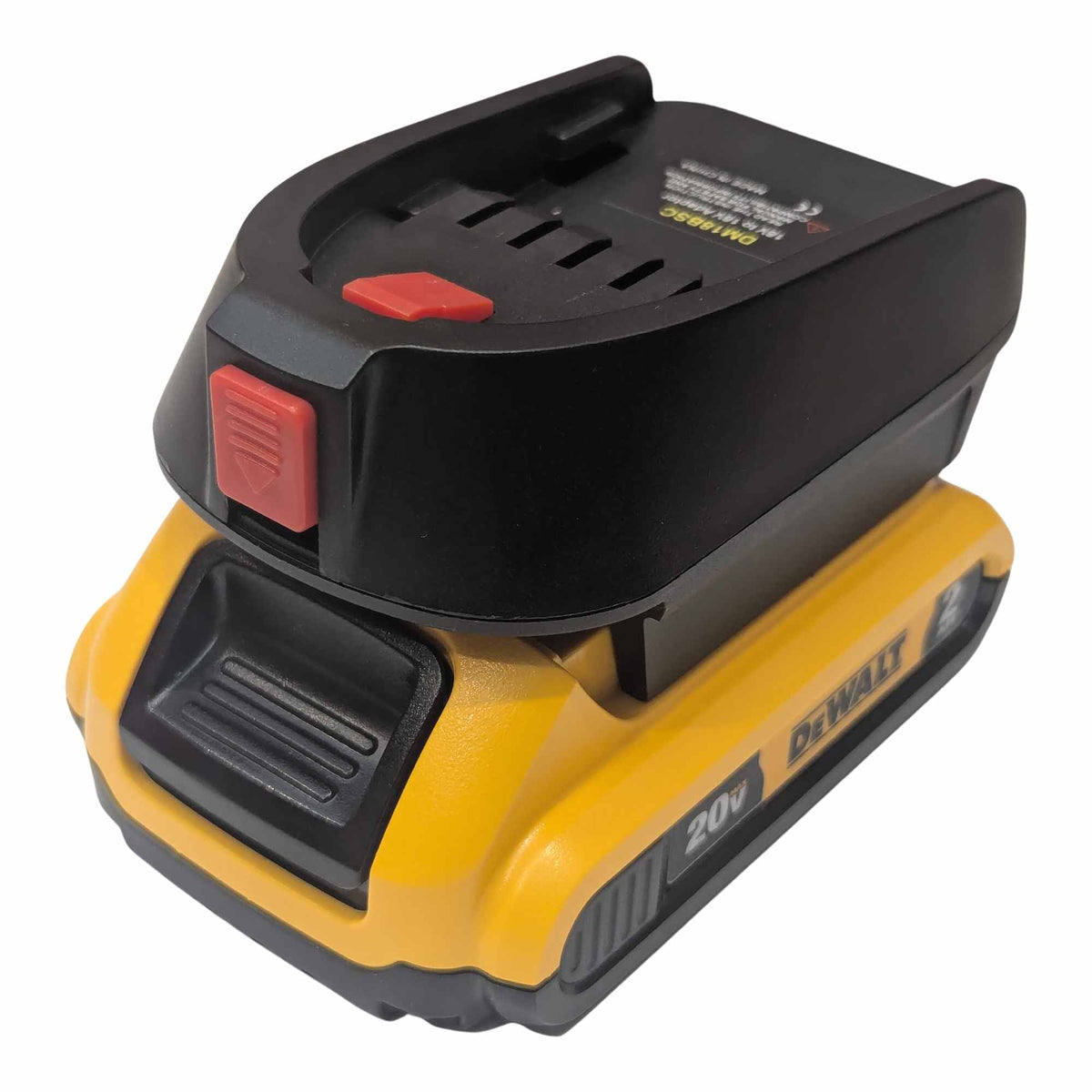 DeWalt 20V MAX to Flymo 18V P4A battery adapter - battery connection
