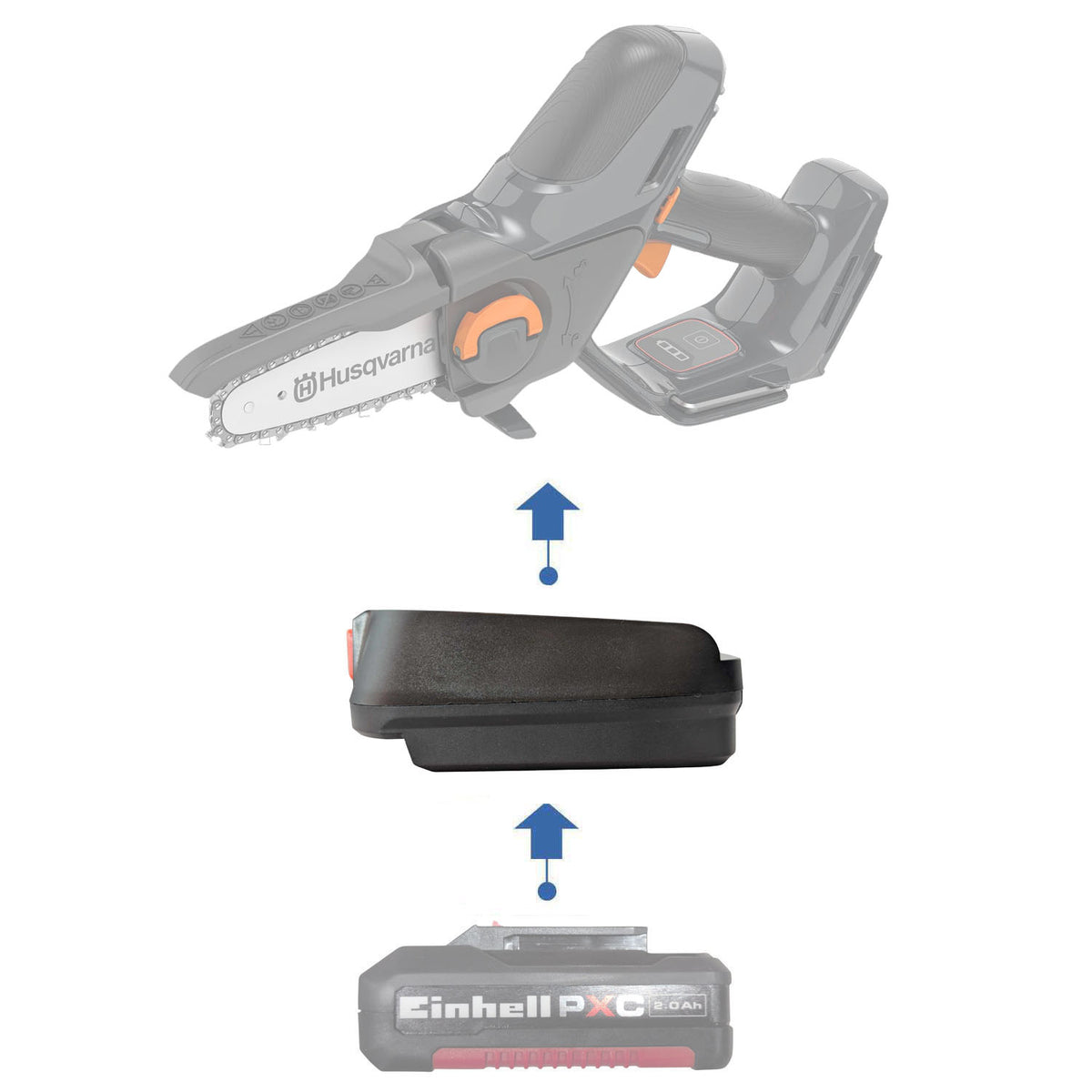 Einhell 18V PXC to Husqvarna 18V Aspire P4A battery adapter - installation guide