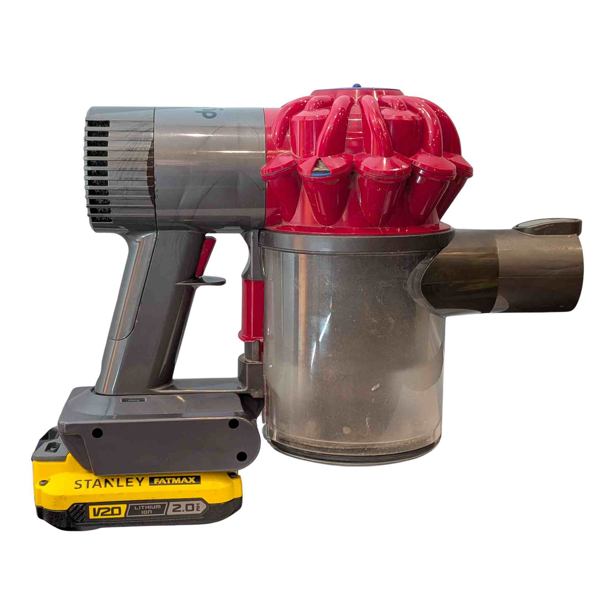 Stanley FATMAX V20 to Dyson V6 battery adapter: Fitted, Right Side